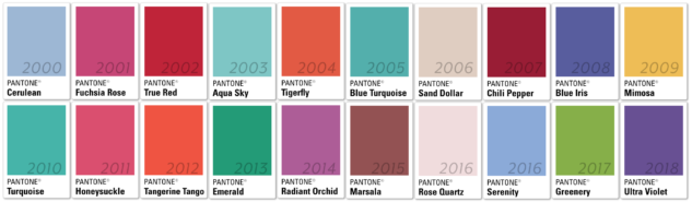 pantone yılın rengi 2000-2018