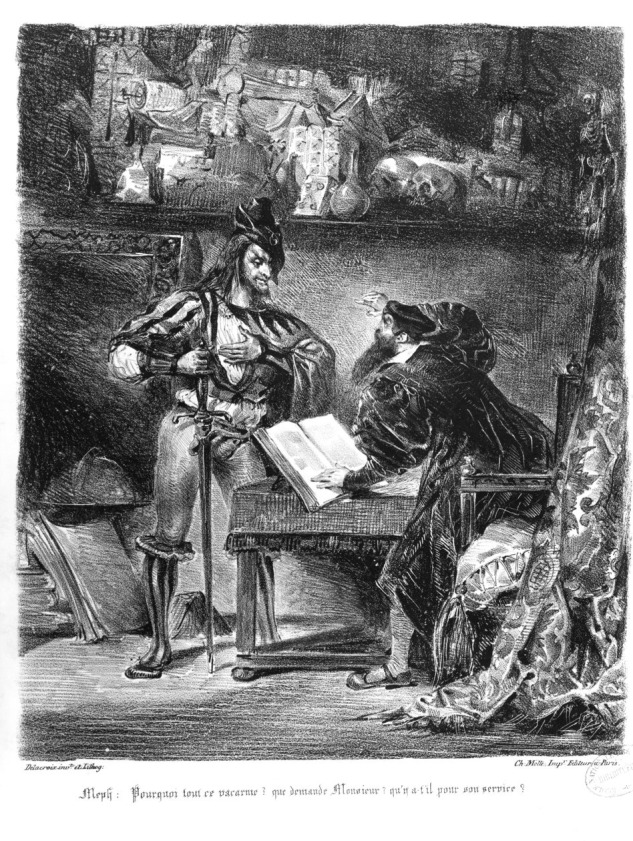 ferdinand-victor-eugene-delacroix-first-meeting-between-faust-and-mephistopheles-why-all-this-noise-from-goethes-faust-1828-illustration-bw-photo-of-lithograph-meisterdrucke-89016