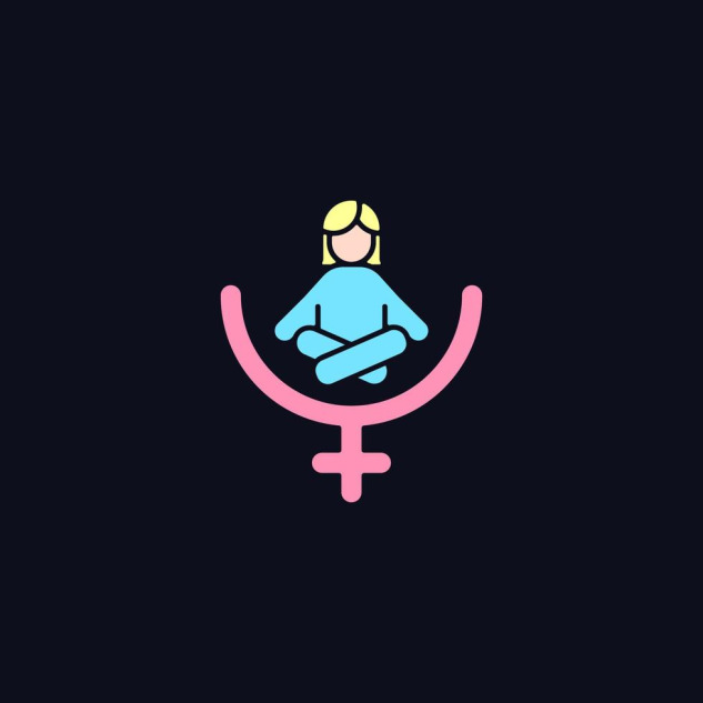 female-gender-identity-rgb-color-icon-for-dark-theme-feminist-therapy-mindfulness-movement-isolated-illustration-on-night-mode-background-simple-filled-line-drawing-on-black-vector